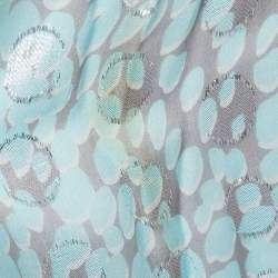 Pre Owned Diane Von Furstenberg Grey/blue Leopard Rain Spots Printed Silk Delancey Short Wrap Dress M