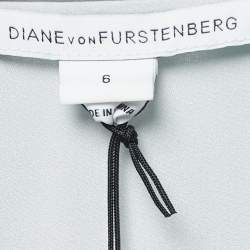 Pre Owned Diane Von Furstenberg Grey/blue Leopard Rain Spots Printed Silk Delancey Short Wrap Dress M