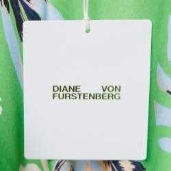 Pre Owned Diane Von Furstenberg Green Floral Printed Silk Cowl Neck Maxi Dress XL