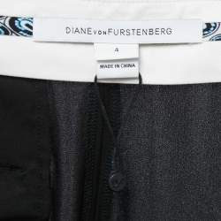 Pre Owned Diane Von Furstenberg Black Silk Wide Leg Pants S