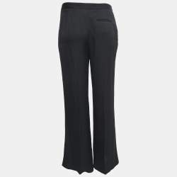 Pre Owned Diane Von Furstenberg Black Silk Wide Leg Pants S