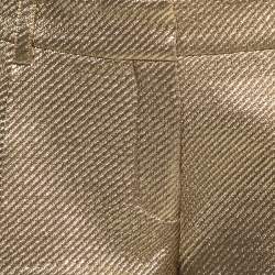 Pre Owned Diane Von Furstenberg Gold Lame Mini Shorts M