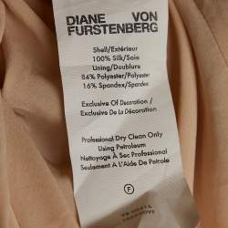 Diane Von Furstenberg Off-White/Light Orange Sequined Silk One Shoulder Midi Dress S