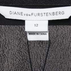 Pre Owned Diane Von Furstenberg Black Jersey Cybil Wrap Dress L