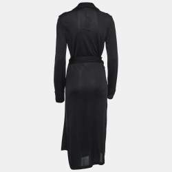 Pre Owned Diane Von Furstenberg Black Jersey Cybil Wrap Dress L