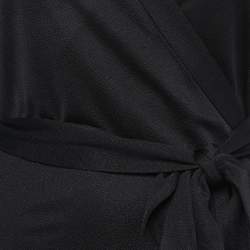 Pre Owned Diane Von Furstenberg Black Jersey Cybil Wrap Dress L