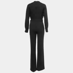 Diane Von Furstenberg Black Crepe Wrap Jumpsuit XS