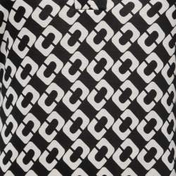 Pre Owned Diane Von Furstenberg Black Chain Link printed Silk Knit Reina Dress M