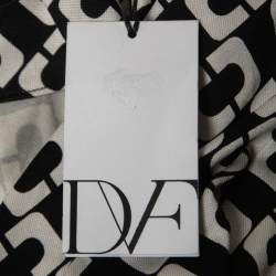 Pre Owned Diane Von Furstenberg Black Chain Link printed Silk Knit Reina Dress M