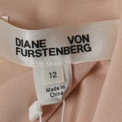 Pre Owned Diane Von Furstenberg Silver Sequined Midi Dress L
