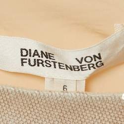 Pre Owned Diane Von Furstenberg Off-White/Orange Sequined One Shoulder Dress M