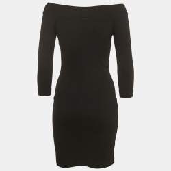 Pre Owned Diane Von Furstenberg Black Knit Off Shoulder Mini Dress S