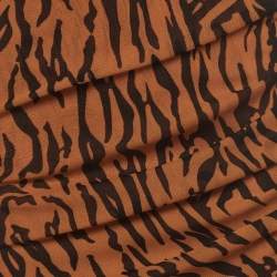 Pre Owned Diane Von Furstenberg Orange Print Stretch Knit Caspian Tigress Midi Skirt S