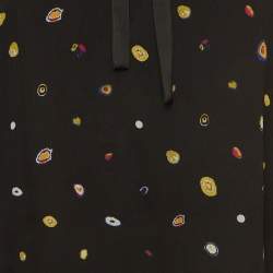 Pre Owned Diane Von Furstenberg Black Polka Dot Print Silk Chiffon Long Sleeve Blouse S