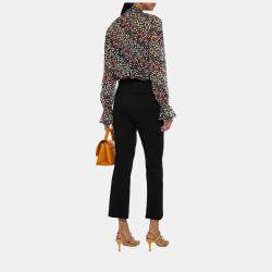 Pre Owned Diane Von Furstenberg Black Crepe Straight-Leg Pants M (US 8)
