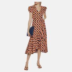 Pre Owned Diane Von Furstenberg Linen Midi Dress XS