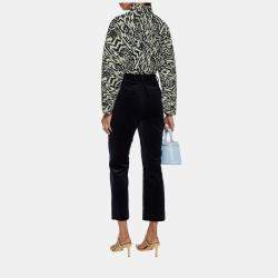 Pre Owned Diane Von Furstenberg Navy Blue Velvet Pants M (US 6)