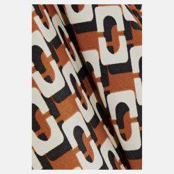 Pre Owned Diane Von Furstenberg Brown Chain Print Silk Belted Dress M