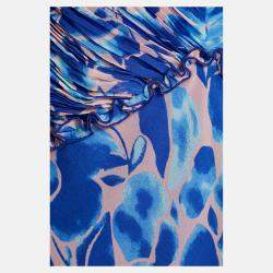 Pre Owned Diane Von Furstenberg Blue/Pink Printed Chiffon Maxi Dress XXL (US 12)