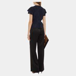 Pre Owned Diane Von Furstenberg Silk Short Sleeved Top XS