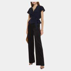 Pre Owned Diane Von Furstenberg Silk Short Sleeved Top XS