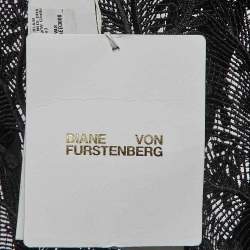 Pre Owned Diane Von Furstenberg Black Lace Tailored Overlay Midi Dress M