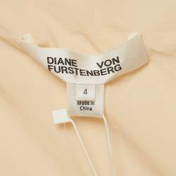 Diane Von Furstenberg Cream Sequin and Silk One Shoulder Bias Midi Dress S