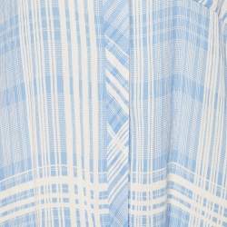 Pre Owned Diane Von Furstenberg Blue & White Printed Crepe Shirt M
