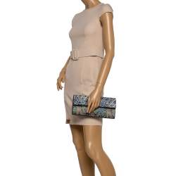 Pre Owned Diane Von Furstenberg Multicolor Paisley Print Leather Flap Clutch