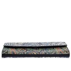 Pre Owned Diane Von Furstenberg Multicolor Paisley Print Leather Flap Clutch