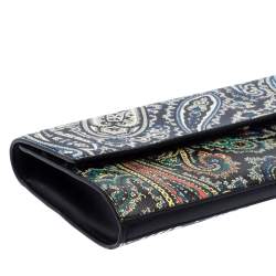 Pre Owned Diane Von Furstenberg Multicolor Paisley Print Leather Flap Clutch