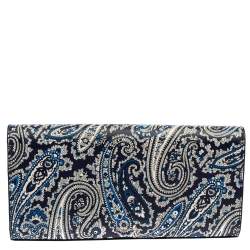 Pre Owned Diane Von Furstenberg Multicolor Paisley Print Leather Flap Clutch