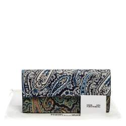 Pre Owned Diane Von Furstenberg Multicolor Paisley Print Leather Flap Clutch