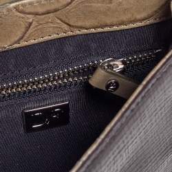 Pre Owned Diane von Furstenberg Black/Olive Green Suede and Python Embossed Leather Shoulder Bag