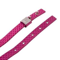 Pre Owned Diane Von Furstenberg Fuchsia Python Haley Double Wrap Belt Medium