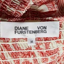 Pre Owned Diane Von Furstenberg Coral Pink Crepe Wrap Midi Dress M