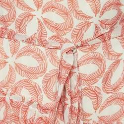 Pre Owned Diane Von Furstenberg Coral Pink Crepe Wrap Midi Dress M