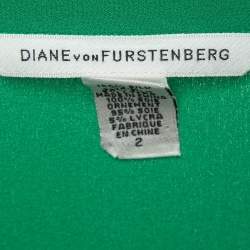 Pre Owned Diane Von Furstenberg Green Silk Long Sleeve Mini Dress S