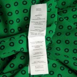 Pre Owned Diane Von Furstenberg Green Printed Crepe Wrap Short Dress M