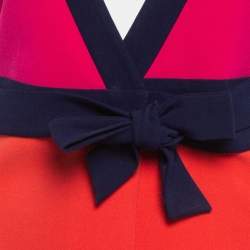 Pre Owned Diane Von Furstenberg Pink/Orange Crepe Wrap Mini Dress S