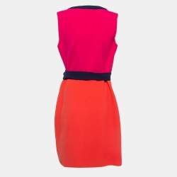 Pre Owned Diane Von Furstenberg Pink/Orange Crepe Wrap Mini Dress S