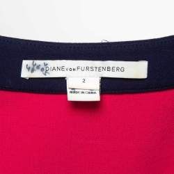 Pre Owned Diane Von Furstenberg Pink/Orange Crepe Wrap Mini Dress S