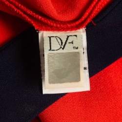 Pre Owned Diane Von Furstenberg Pink/Orange Crepe Wrap Mini Dress S