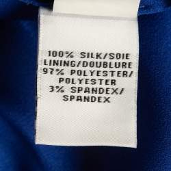 Pre Owned Diane Von Furstenberg Blue Printed Silk V Neck Ruffled Mini Dress XS