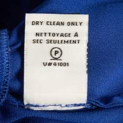 Pre Owned Diane Von Furstenberg Blue Printed Silk V Neck Ruffled Mini Dress XS