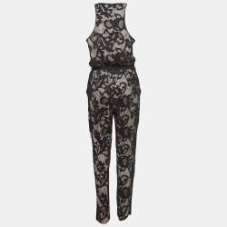 Diane Von Furstenberg Black Guipure Lace Jumpsuit M