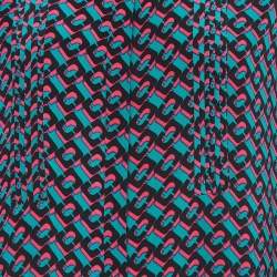 Pre Owned Diane Von Furstenberg Multicolor Printed Crepe Pleated Shirt Dress S