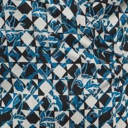 Diane Von Furstenberg Blue Printed Silk Jersey Wrap Dress M