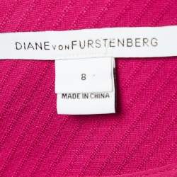 Pre Owned Diane Von Furstenberg Pink Textured Jersey Jaelyn Dress M