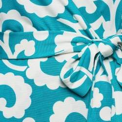 Pre Owned Diane Von Furstenberg Green Printed Jersey Wrap Dress M